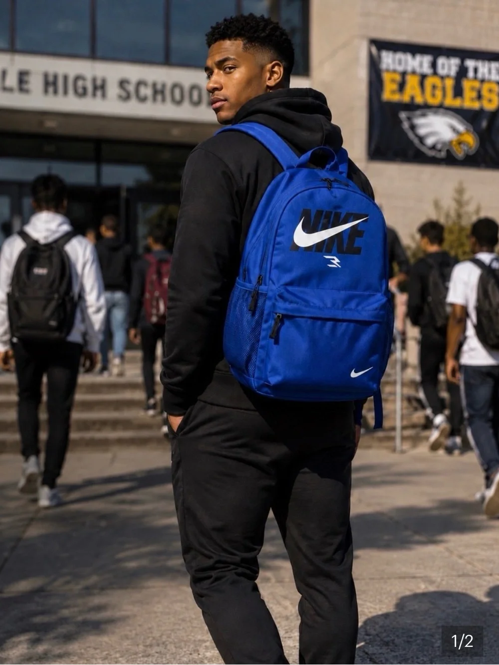 Nike Russell Wilson Royal Blue Logo Backpack 15” laptop durable